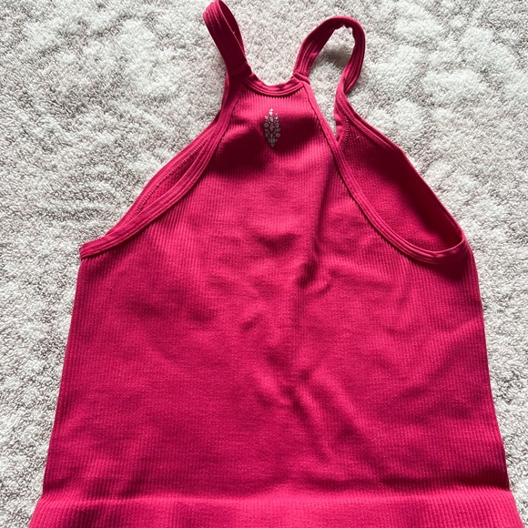 Free People Pink Ribbed Racerback Tank Top m/l - Picture 3 of 3